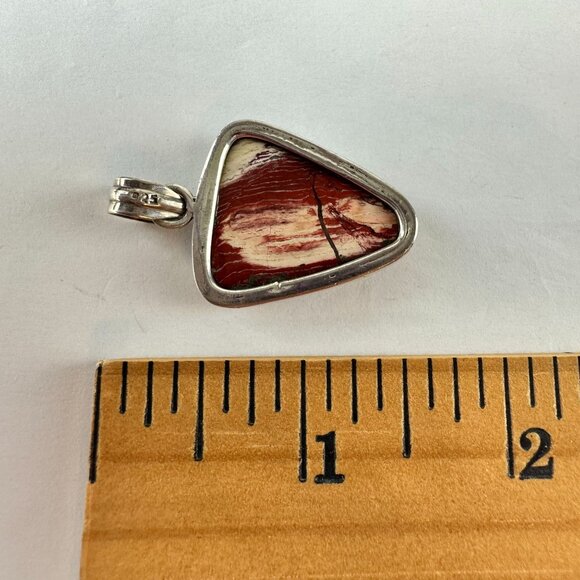 Sterling Silver Red White & Pink Jasper Pendant - Picture 2 of 2